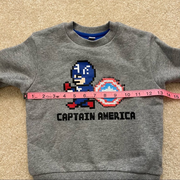 Marvel Captain America Sweatshirt Toddler Size 3 Years Flip-Sequin Shield Cotton - Picture 8 of 9